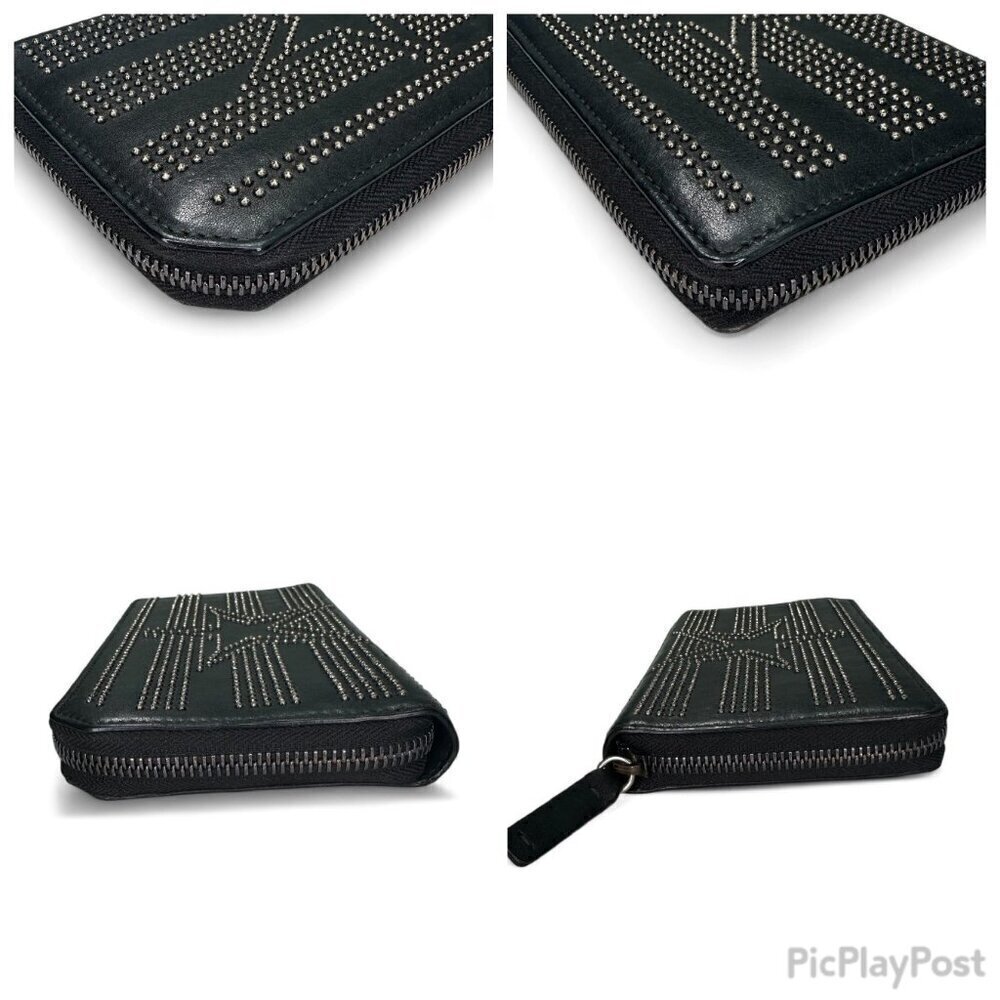 Women's Jimmy Choo Black Leather Wallet - Star Patterned Mini Studs - Picture 4 of 16